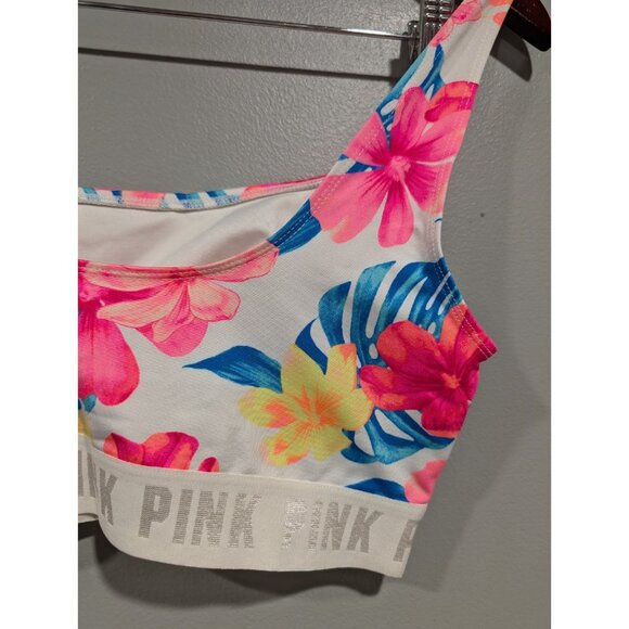 Victoria's Secret Pink Sports Bra Womens Sz Large Ultimate Unlined Floral - Picture 11 of 13
